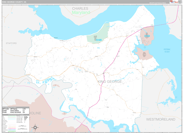 King George County, VA Wall Map